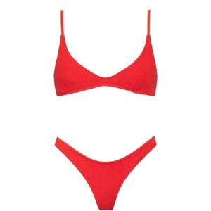 Red Terry cloth two piece Triangl cheeky bikini